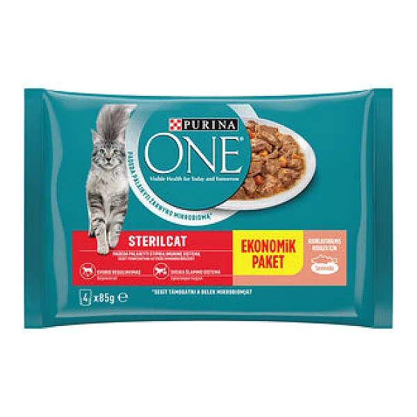 Purina ONE Kısırlaştırılmış Kedi Maması Somon ve Havuç 4 x 85 g