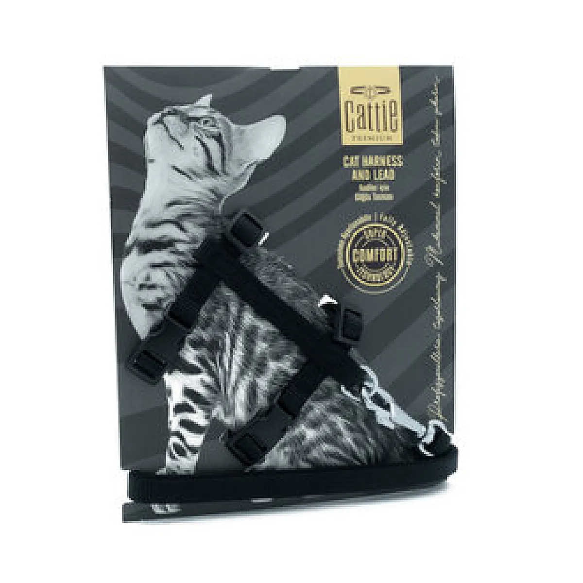 Cattie Kedi Göğüs ve Eğitim Tasması Siyah 1 x 25-40 cm