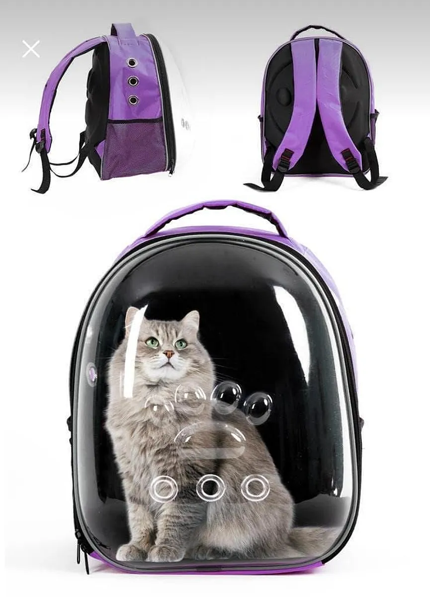 Astronot Fanus Şeffaf Kedi Taşıma Çantası - Panoramik Görüşlü Kedi Sırt Çantası