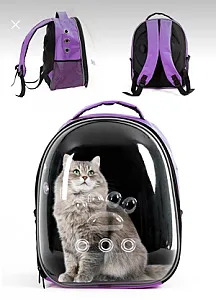 Astronot Fanus Şeffaf Kedi Taşıma Çantası - Panoramik Görüşlü Kedi Sırt Çantası - 1