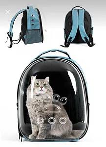 Astronot Fanus Şeffaf Kedi Taşıma Çantası - Panoramik Görüşlü Kedi Sırt Çantası - 4