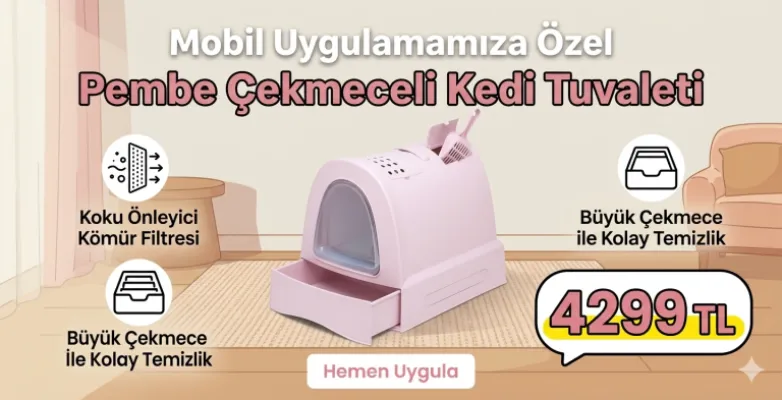 Imac Zuma Çekmeceli Kapalı Kedi Tuvaleti Pembe