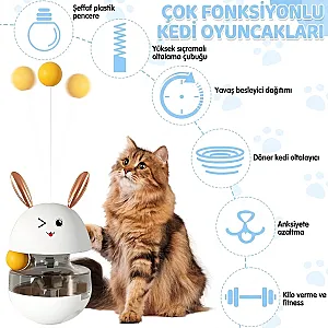 Mama Hazneli Hacıyatmaz Mama Oyuncağı – Kedi & Küçük Köpekler için Zeka Geliştirici Mama Dağıtıcı - 5