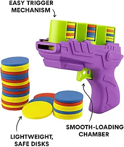 Busstier İnteraktif Kedi Oyun Tabancası - Renkli Disk Fırlatıcı ve Egzersiz Oyuncağı - 2