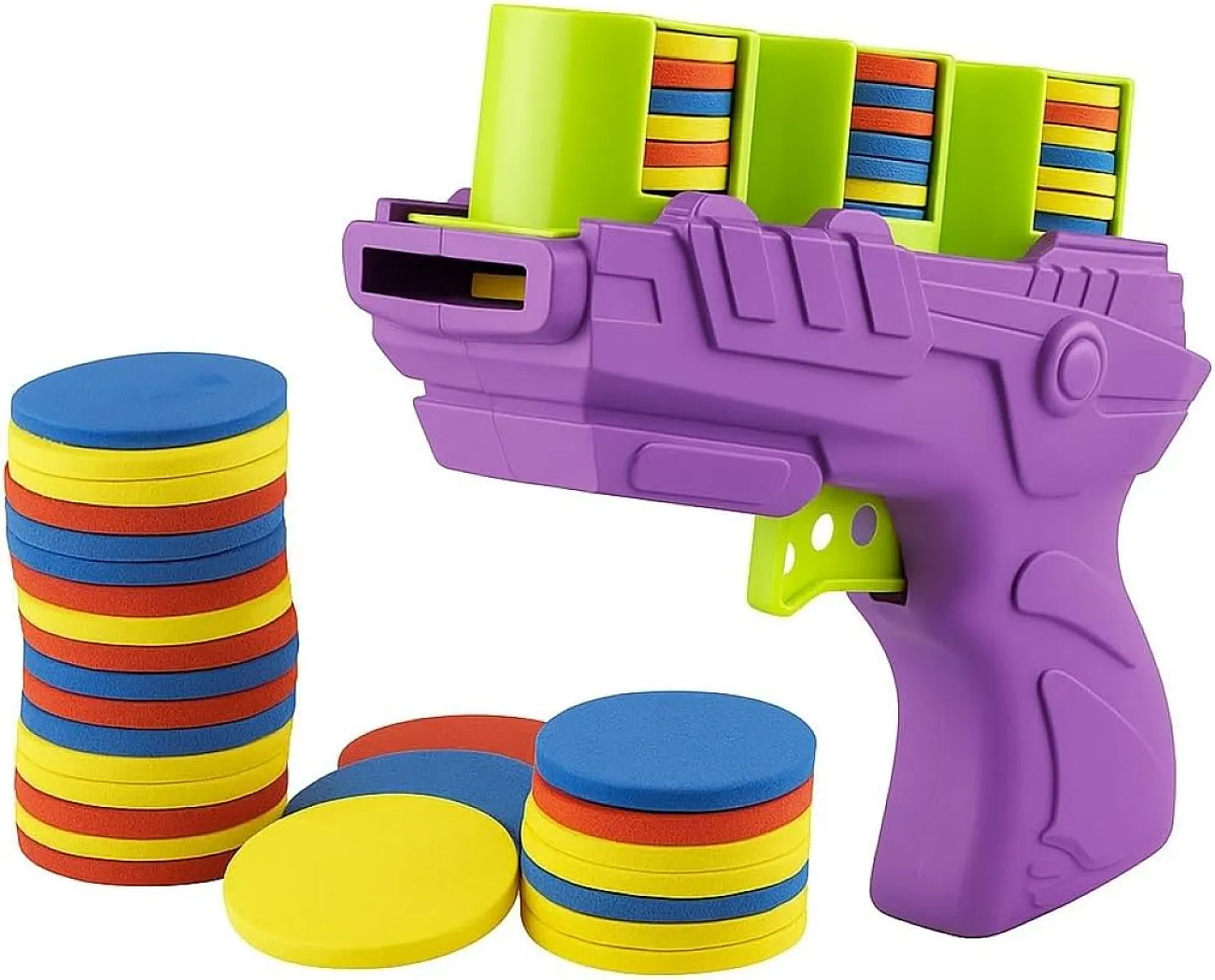 Busstier İnteraktif Kedi Oyun Tabancası - Renkli Disk Fırlatıcı ve Egzersiz Oyuncağı