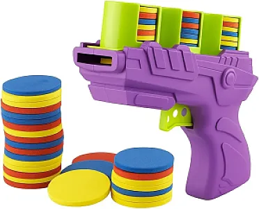 Busstier İnteraktif Kedi Oyun Tabancası - Renkli Disk Fırlatıcı ve Egzersiz Oyuncağı