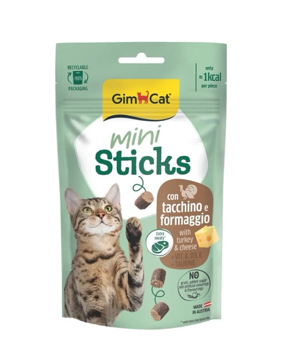 GimCat Mini Sticks Hindili ve Peynirli Kedi Ödülü 50 g