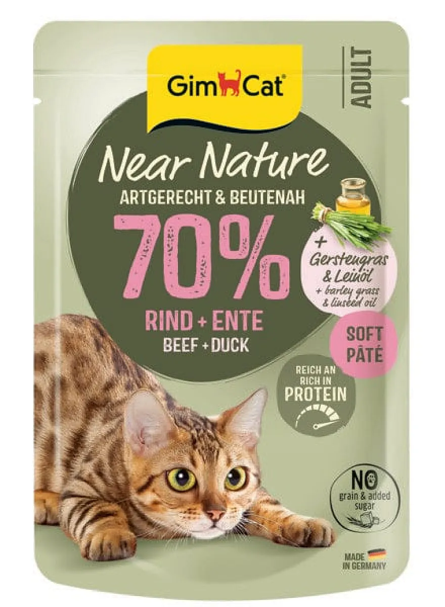 GimCat Near Nature Sığır Etli ve Ördekli Tahılsız Yaş Kedi Maması 85 g