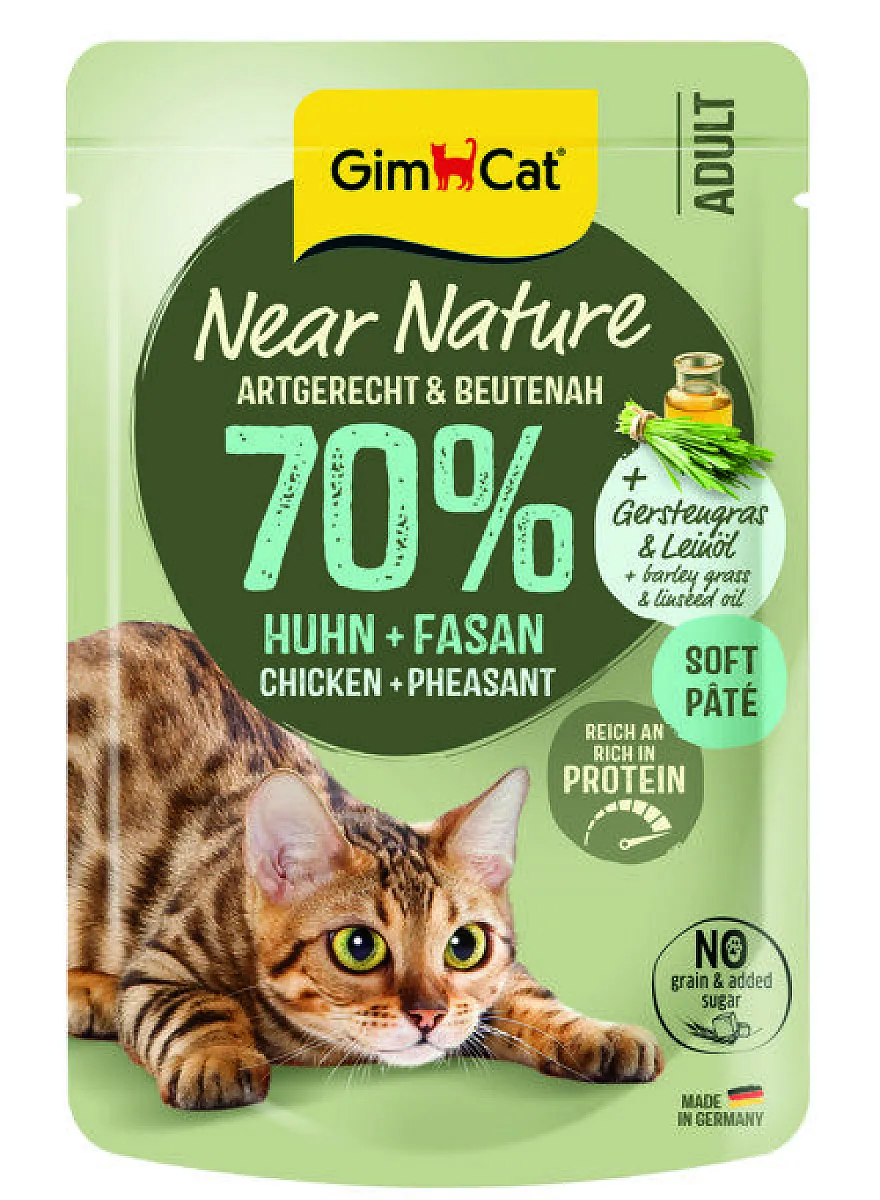 GimCat Near Nature Tavuk ve Sülün Etli Tahılsız Yaş Kedi Maması 85 g