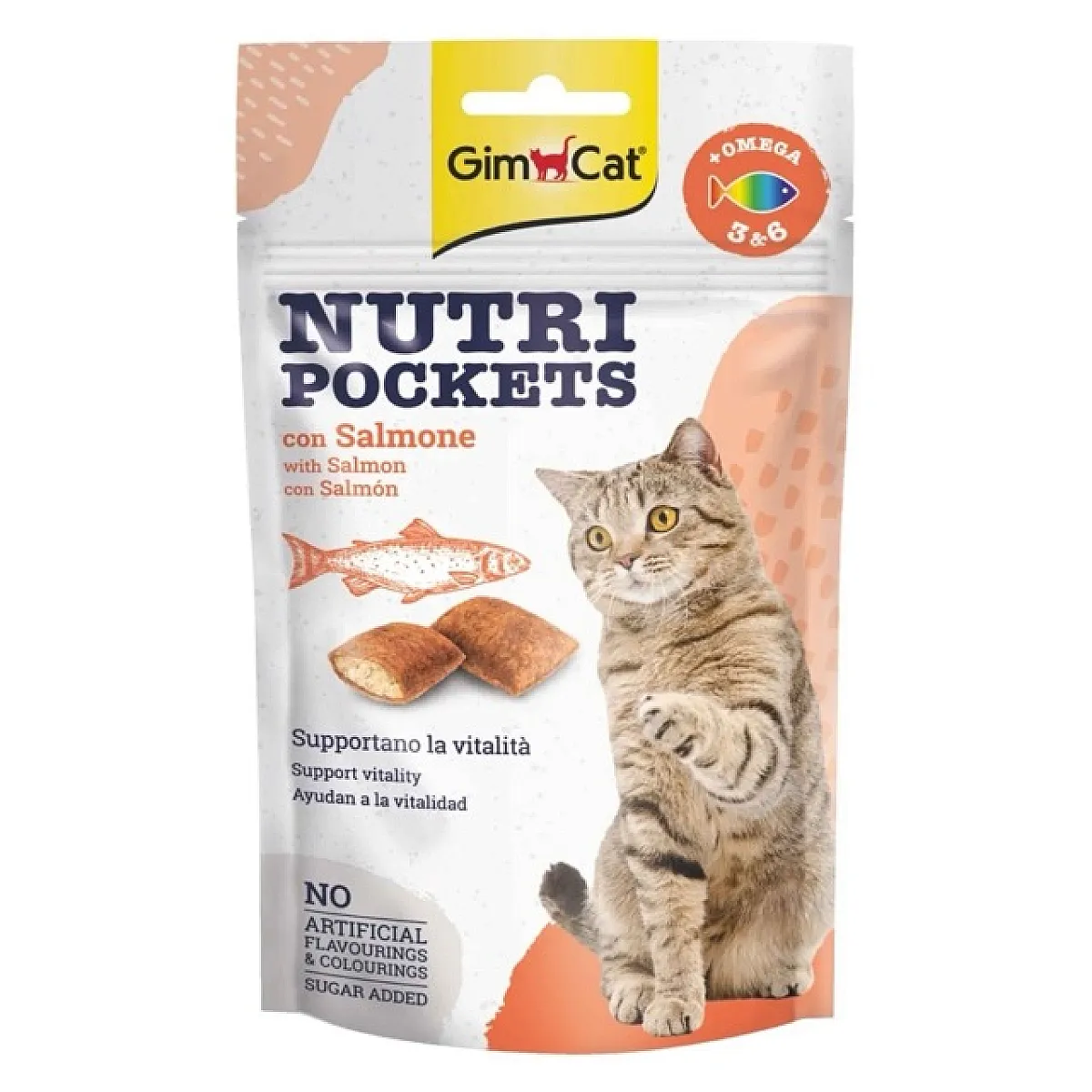 GimCat Nutri Pockets Somonlu ve Omega 3&6 Takviyeli Kedi Ödül Gevreği