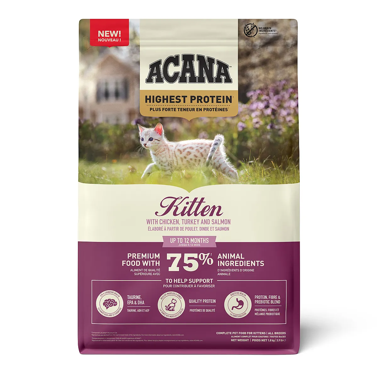 Acana Kitten Tavuklu, Hindili ve Somonlu Tahılsız Yavru Kedi Maması 1.8 Kg