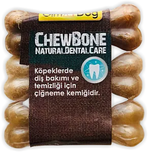 GimDog Mordimi Naturel Preslenmiş Köpek Çiğneme Kemiği 9 cm (3'lü Paket)