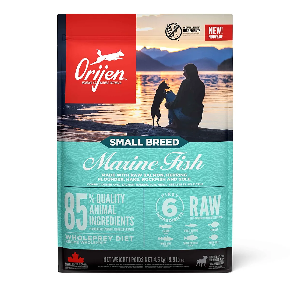 Orijen Small Breed Marine Fish 4,5 kg küçük ırk yetişkin köpek maması ambalajı