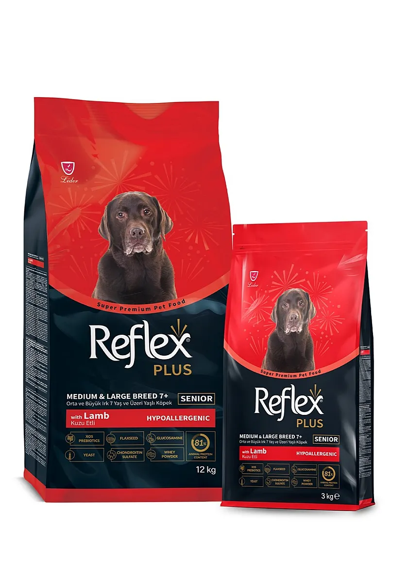 Reflex Plus Kuzu Etli Orta ve Büyük Irk 7+ Yaşlı (Senior) Köpek Maması