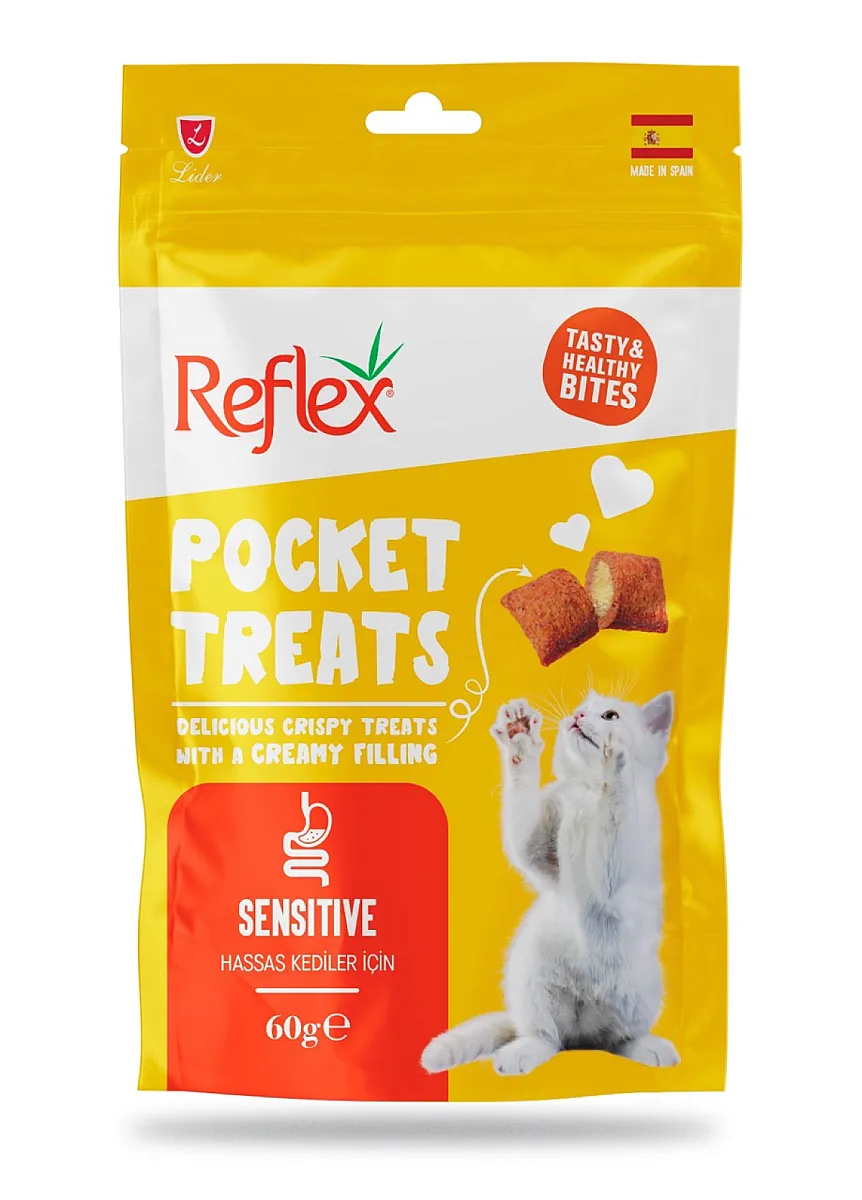 Reflex Pocket Treats Sensitive - Hassas Kediler İçin Prebiyotikli Kedi Ödül Maması 60g