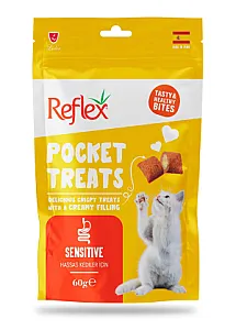 Reflex Pocket Treats Sensitive - Hassas Kediler İçin Prebiyotikli Kedi Ödül Maması 60g