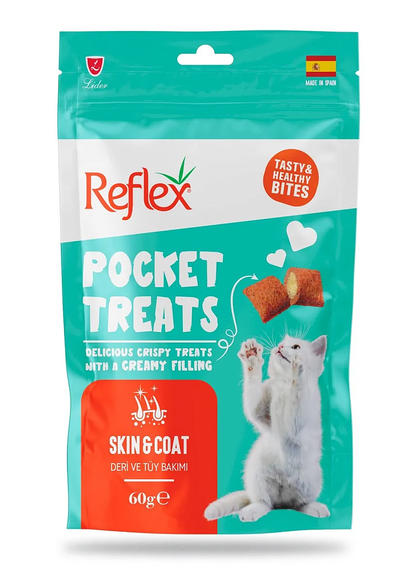 Reflex Pocket Treats Skin & Coat - Deri ve Tüy Sağlığı Destekli Kedi Ödül Maması 60g
