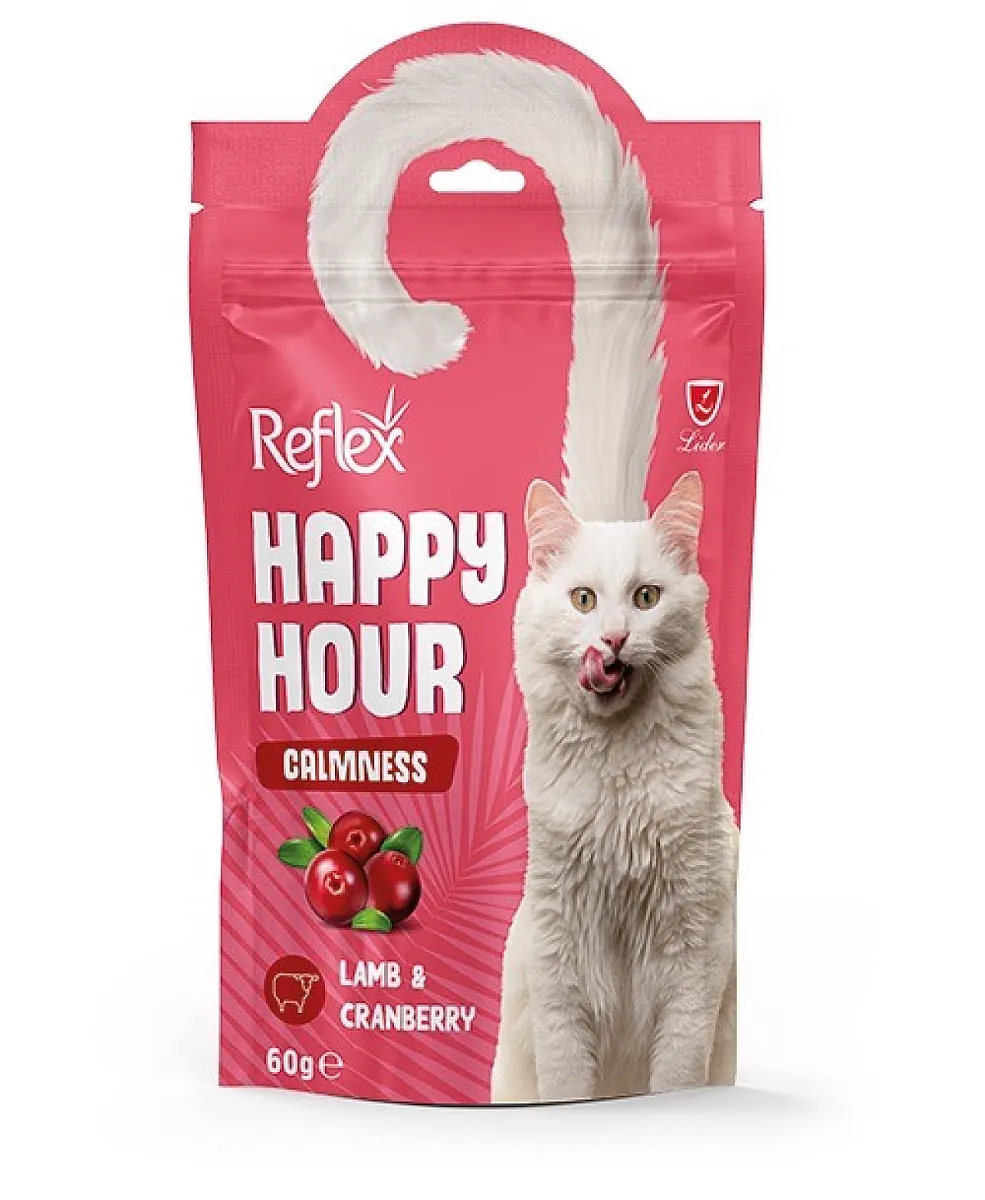 Reflex Happy Hour Calmness - Kuzu Etli ve Kızılcıklı Sakinleşmeyi Destekleyici Kedi Ödül Maması 60g