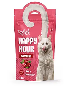Reflex Happy Hour Calmness - Kuzu Etli ve Kızılcıklı Sakinleşmeyi Destekleyici Kedi Ödül Maması 60g
