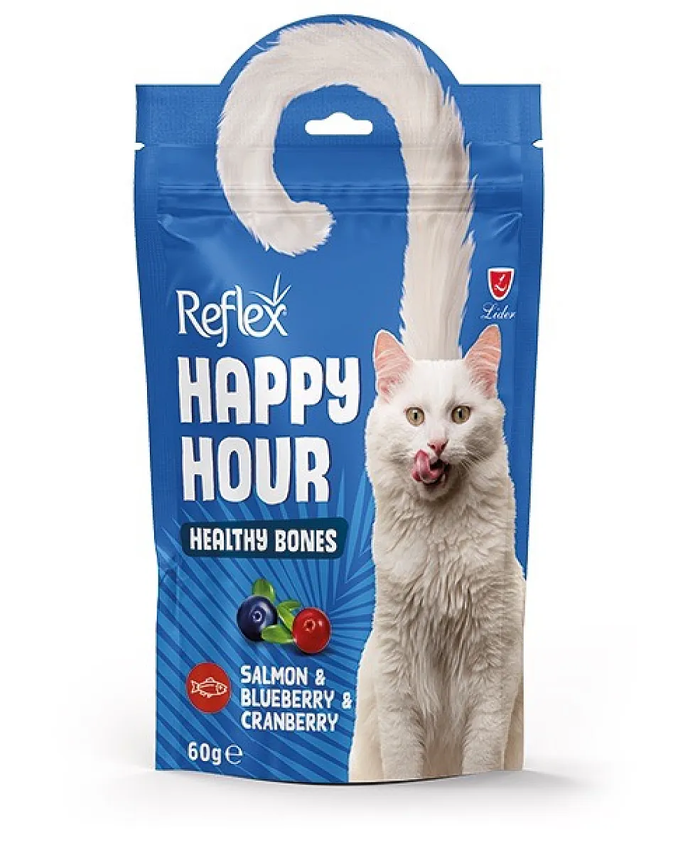 Reflex Happy Hour Healthy Bones - Somonlu & Yaban Mersinli & Kızılcıklı Kedi Ödül Maması 60g