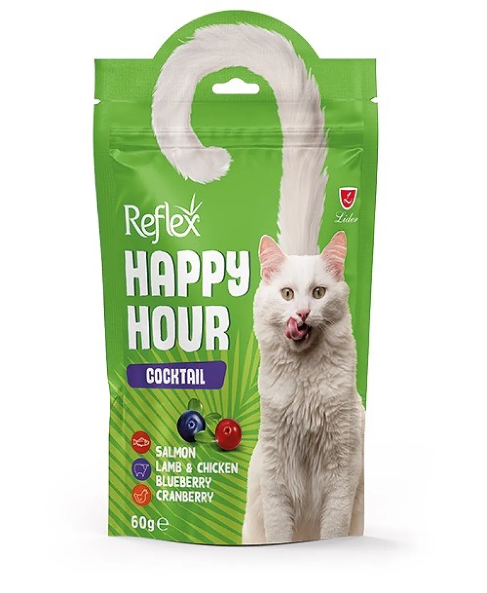 Reflex Happy Hour Cocktail - Somon, Kuzu ve Tavuklu Kokteyl Kedi Ödül Maması 60g