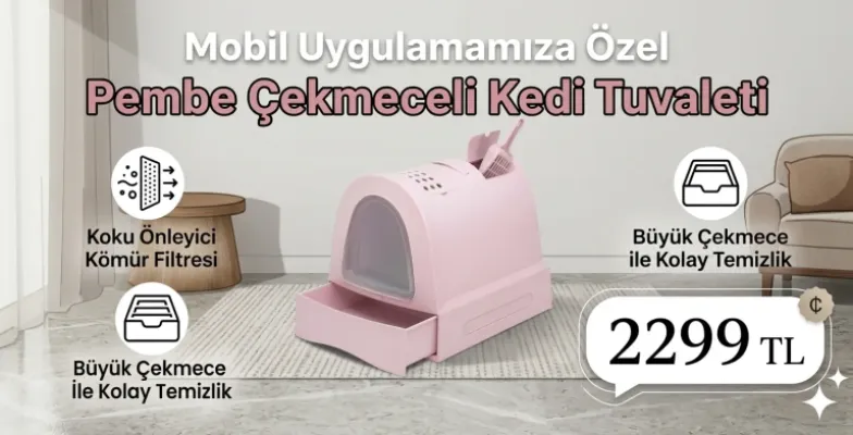 Imac Zuma Çekmeceli Kapalı Kedi Tuvaleti Pembe