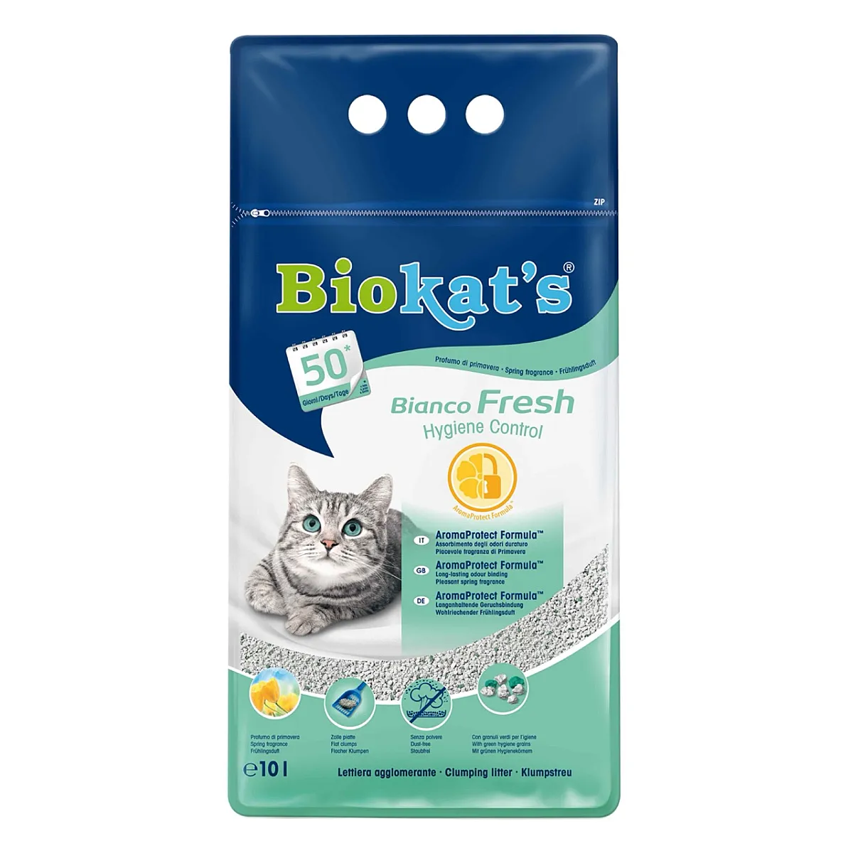 Biokat’s Bianco Fresh 10 Lt Bahar Kokulu Aktif Granüllü Topaklanan Kedi Kumu %99 Tozsuz