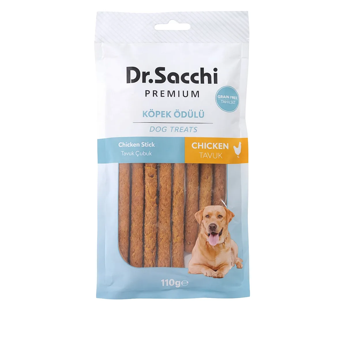 Dr.Sacchi Premium Tavuklu Çubuk Tahılsız Köpek Ödülü 110 gr (10'lu)