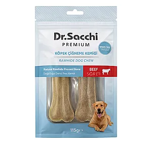 Dr.Sacchi Premium Sığır Etli Doğal Sığır Derisi Pres Kemik Köpek Ödülü 115 Gr (2'li)