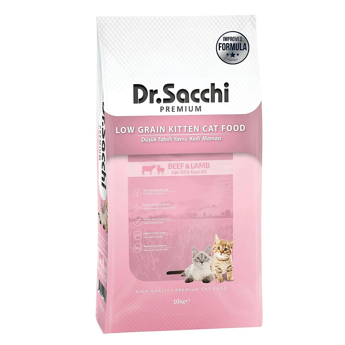 Dr.Sacchi Premium Sığır ve Kuzu Etli Düşük Tahıllı Yavru Kedi Maması 10 Kg