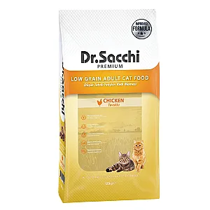 Dr. Sacchi Premium Düşük Tahıllı Tavuklu Yetişkin Kedi Maması 10 kg