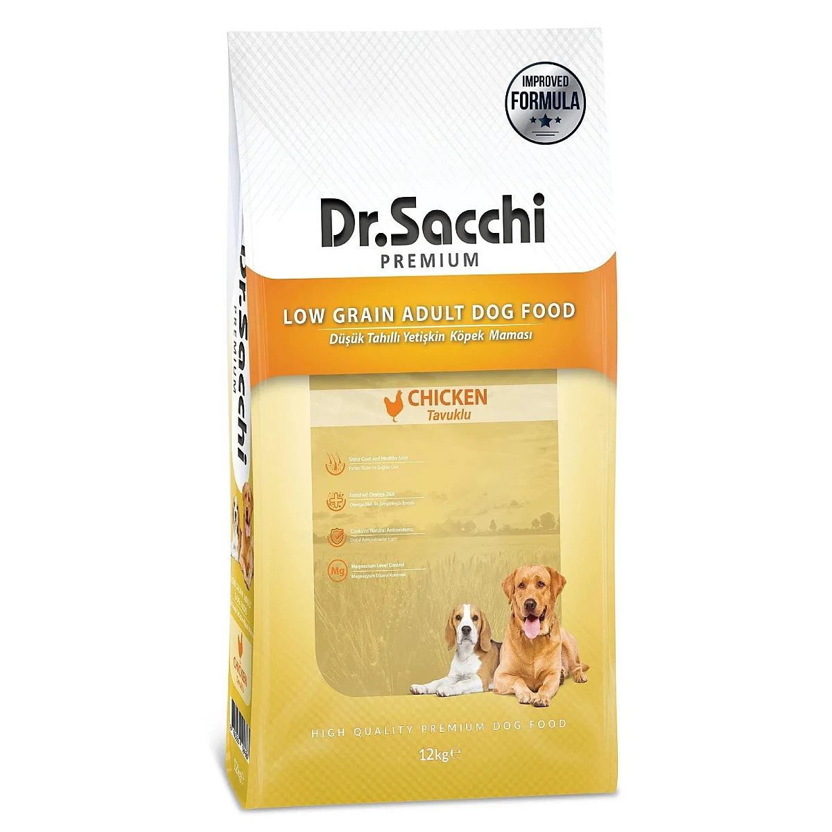 Dr. Sacchi Premium Düşük Tahıllı Tavuklu Yetişkin Köpek Maması 12 kg