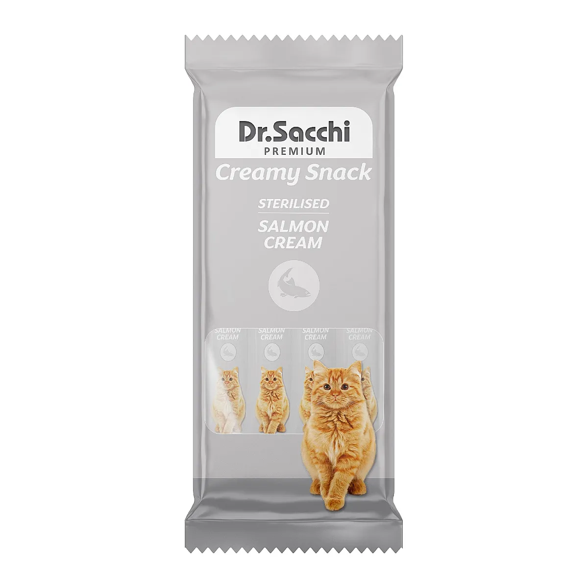 Dr. Sacchi Creamy Snack Sterilised Salmon Somonlu Kısırlaştırılmış Kedi Sıvı Ödül Maması 4'lü Paket