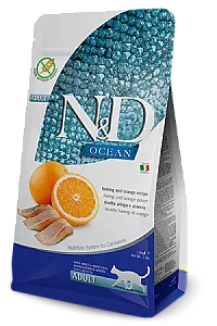 N&D Ocean Ringa Balıklı ve Portakallı Tahılsız Yetişkin Kedi Maması
