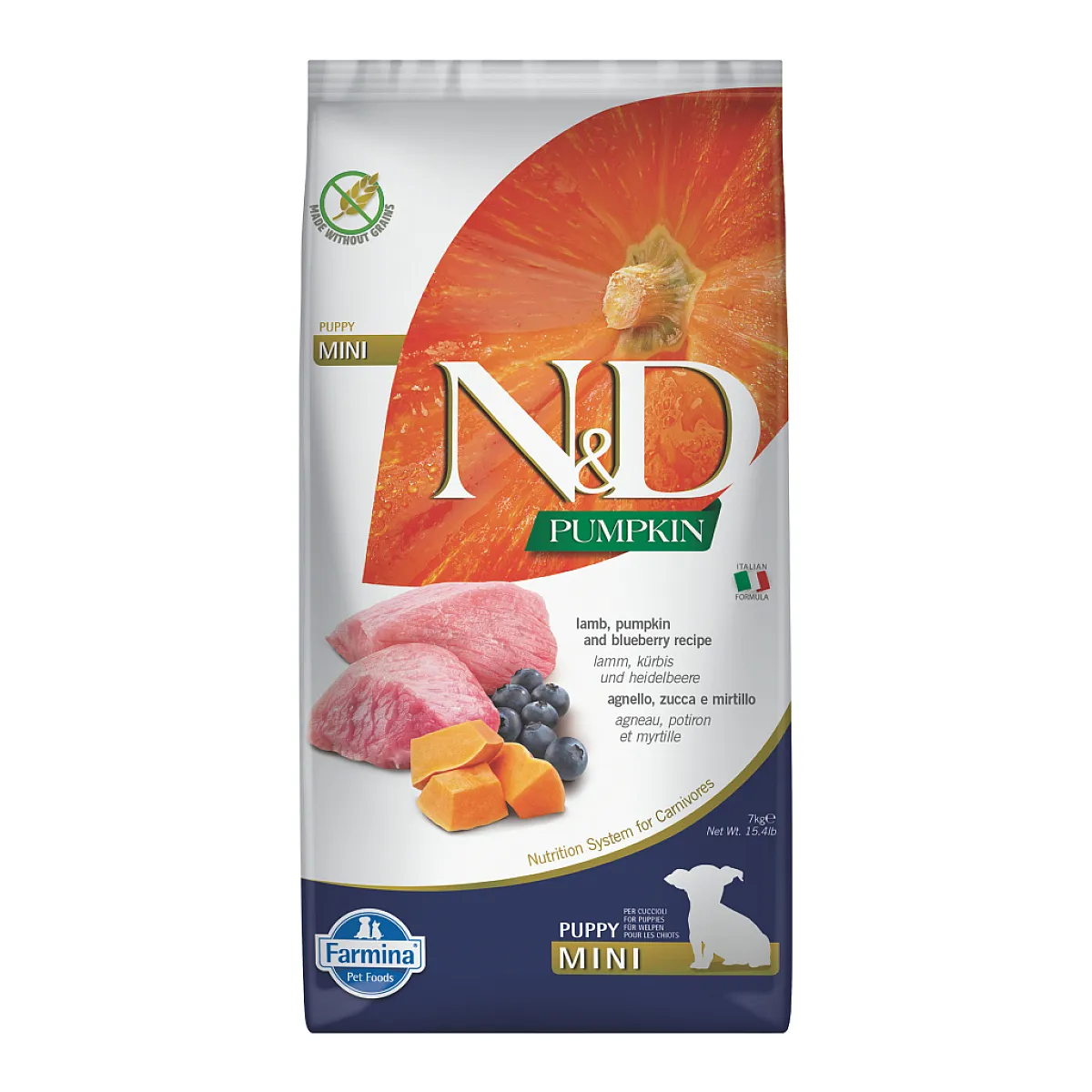 N&D Pumpkin Bal Kabaklı Kuzu Etli ve Yaban Mersinli Tahılsız Küçük Irk Yavru Köpek Maması