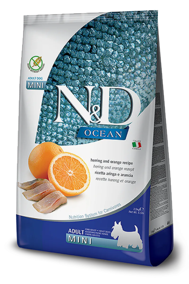 N&D Ocean Ringa Balıklı ve Portakallı Tahılsız Küçük Irk Yetişkin Köpek Maması