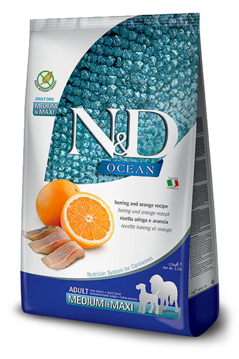 N&D Ocean Ringa Balıklı ve Portakallı Tahılsız Medium & Maxi Yetişkin Köpek Maması