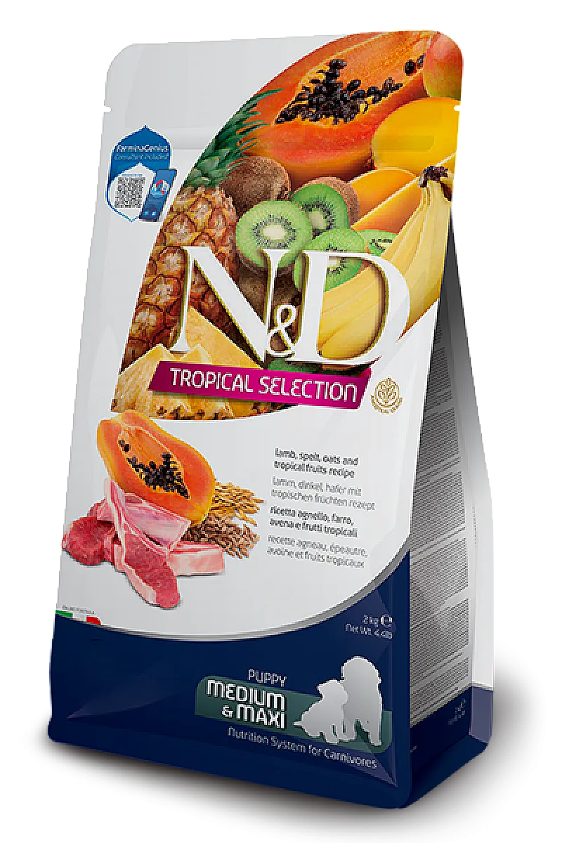N&D Tropical Selection Kuzu Etli Tropikal Meyveli Medium & Maxi Yavru Köpek Maması