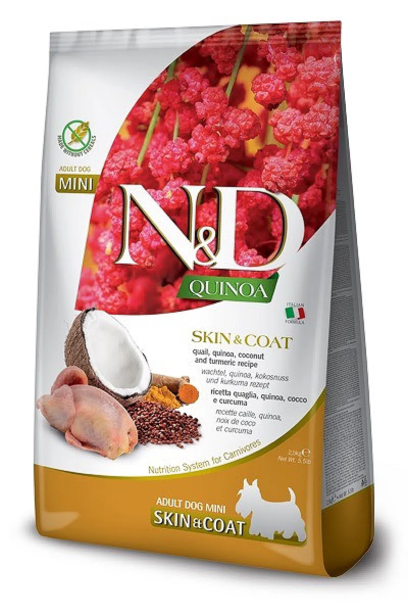N&D Quinoa Skin & Coat Bıldırcın Kinoa ve Hindistan Cevizli Yetişkin Küçük Irk Köpek Maması 2.5 kg