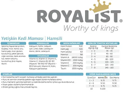 ROYALIST Yetişkin Kediler için Hamsili Kuru Kedi Maması 15 kg - 2