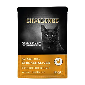 Challenge Tavuklu ve Ciğerli Yetişkin Kedi Yaş Maması 85 gr