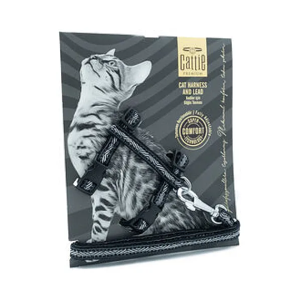 Cattie Desenli Göğüs Gezdirme Takımı Siyah 25-40 cm