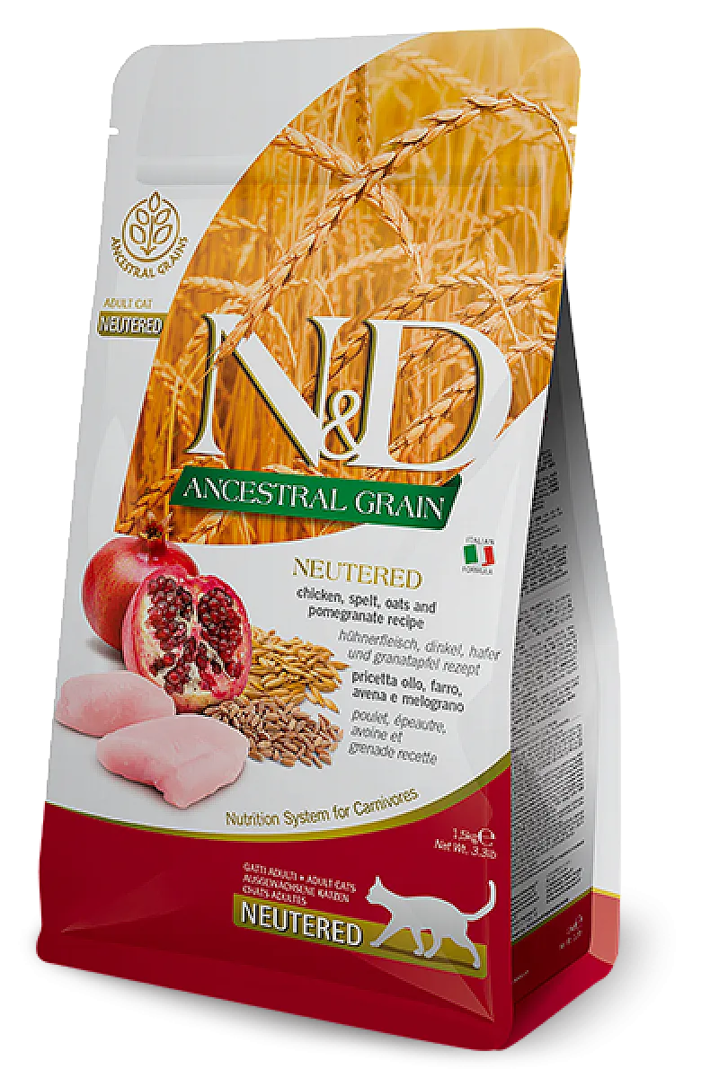 N&D Ancestral Grain Hindili ve Narlı Kısırlaştırılmış Yetişkin Kedi Maması 10 kg