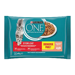 Purina One Sterilcat Kısırlaştırılmış Kedi Maması Somonlu ve Havuçlu Yaş Mama 4 x 85 g - 1