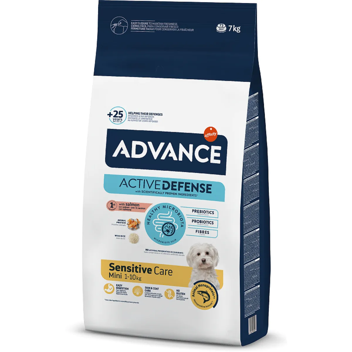 Advance Active Defense Mini Sensitive Somonlu ve Pirinçli Küçük Irk Köpek Maması 7 kg