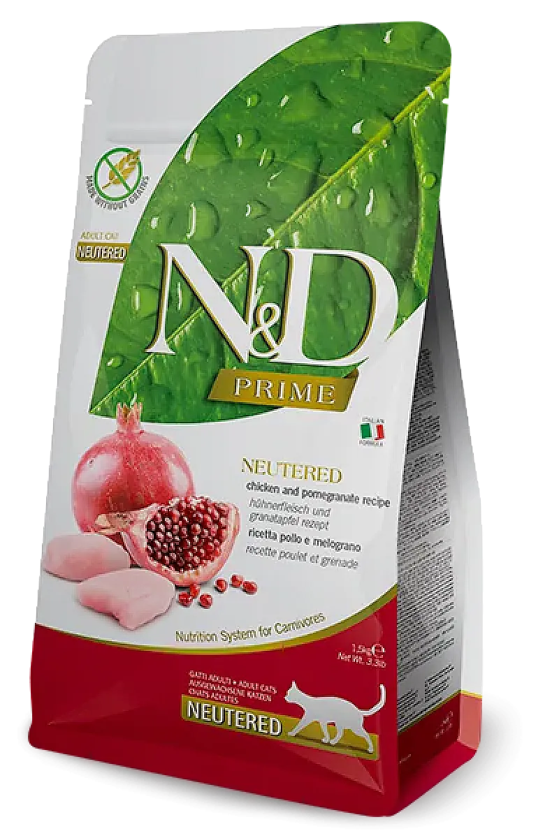 N&D Prime Chicken & Pomegranate Neutered Tahılsız Tavuklu ve Narlı Kısırlaştırılmış Yetişkin Kedi Maması