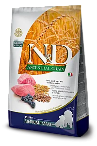 N&D Ancestral Grain Kuzu Etli ve Yaban Mersinli Orta ve Büyük Irk Yavru Köpek Maması
