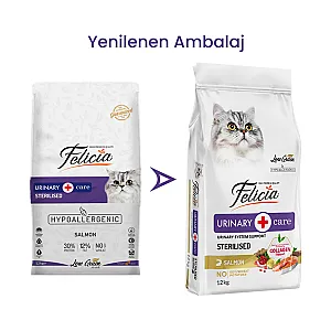 Felicia Hipoalerjenik Üriner Sağlığı için Somonlu Düşük Tahıllı Kısırlaştırılmış Kedi Maması 12kg - 1