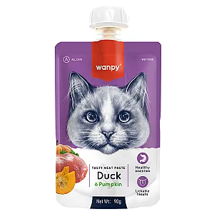 Wanpy Ördekli ve Bal Kabaklı Ezme Kedi Ödül Maması 90gr