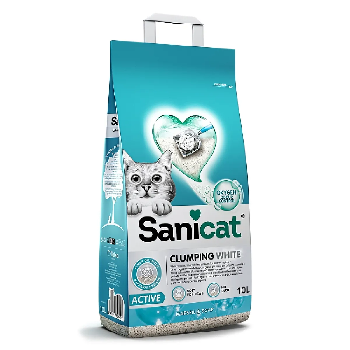 Sanicat Clumping White Active Marsilya Sabunlu Kedi Kumu 10L